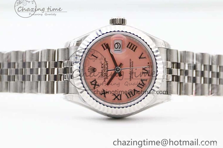 0403 ComfortFit Lady DateJust 28 SS TWF 1:1 Best Edition 904L Steel Pink Dial Roman Markers on President Bracelet NH 2183